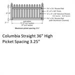 SPP 3^ Columbia Straight Picket Fence 3' H x 8' W Section White