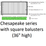 KFR Chesapeake Level Section Square Balusters 3' x 8' Tex White