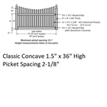 SOP 1-1/2^ Classic Concave Picket Fence 3' H x 6' W Section Almond