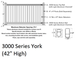 SOP 3000 Series York Level Section 3-1/2' x 6' White