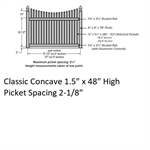 SOP 1-1/2^ Classic Concave Picket Fence 4' H x 6' W Section White