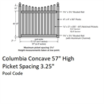 SOP 3^ Columbia Concave Picket Fence 57^ H x 8' W Section Almond, Pool Code