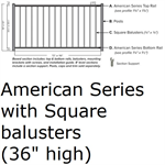KFR American Series Level Section 3' x 8' w/3/4^ Sq. Balusters Tex Black