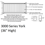 SPP 3000 Series York Level Section 3' x 10' White w/Black Balusters