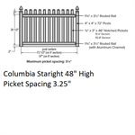 SOP 3^ Columbia Straight Picket Fence 4' H x 6' W Section Almond