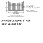 SPP 3^ Columbia Concave Picket Fence 3' H x 6' W Section Black