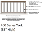 36^ x 6' York Level Railing Section