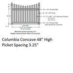 SOP 3^ Columbia Concave Picket Fence 4' H x 8' W Section Almond