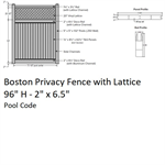 SOP Boston Privacy Fence 8' H x 6' W Section w/Lattice White