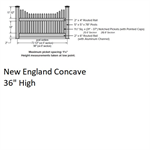 SOP New England Concave Picket Fence 3' H x 8' W Section Clay