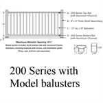 42^ x 8' Model Stair Railing Section 32°-36°