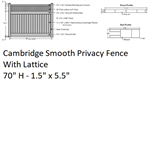 SPP 1-1/2^ x 5-1/2^ Cambridge Privacy Fence w/Lattice 70^ H x 8' W Sec. White