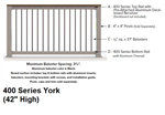 SOP 400 Series York 32°-36° Stair Section 3-1/2' x 6' Clay w/Black Balusters