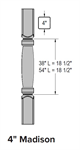 SOP 4^ x 54^ Madison Newel Post (Stair) White