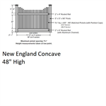 SOP New England Concave Picket Fence 4' H x 6' W Section White