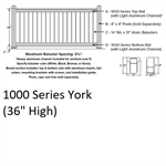SOP 1000 Series York Level Section 3' x 8' White w/Black Balusters
